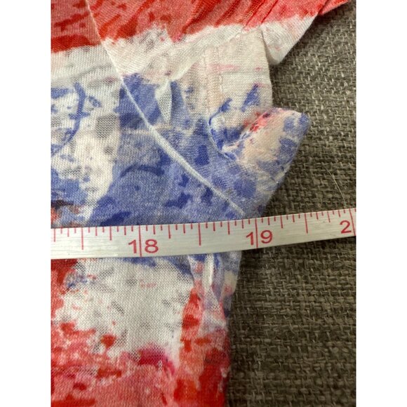 Prairie Rose Womens Large Red White & Blue Stars Stripes Studded Sheer Shirt - Picture 5 of 6